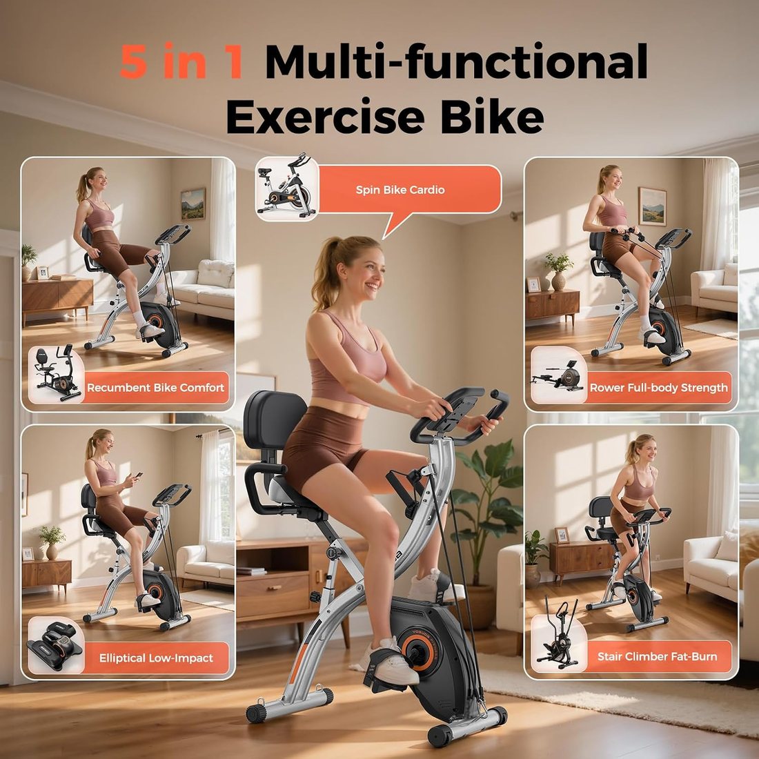 5-in-1 Folding Exercise Bike view 6