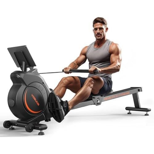 YOSUDA beginner magnetic rowing machine with wide track seat