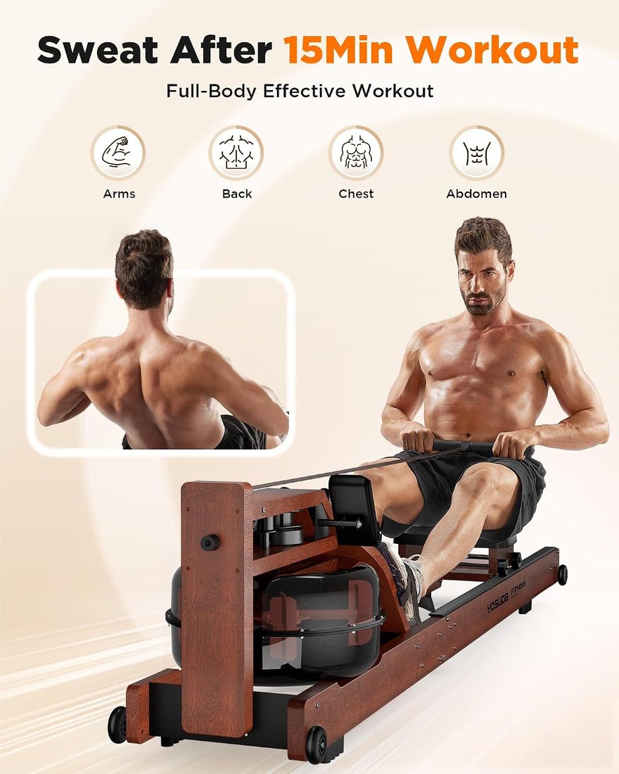 Foldable Beech Water Rower view 3