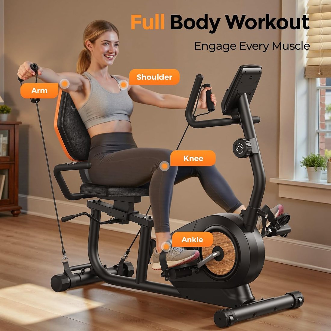 Full-Body Recumbent Bike with Bands view 4