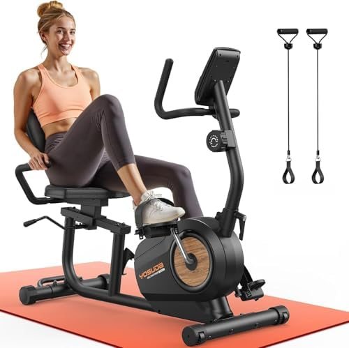 YOSUDA full-body recumbent bike with resistance bands and backrest